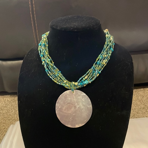 Mother-Of-Pearl Pendant Necklace - Picture 2 of 4